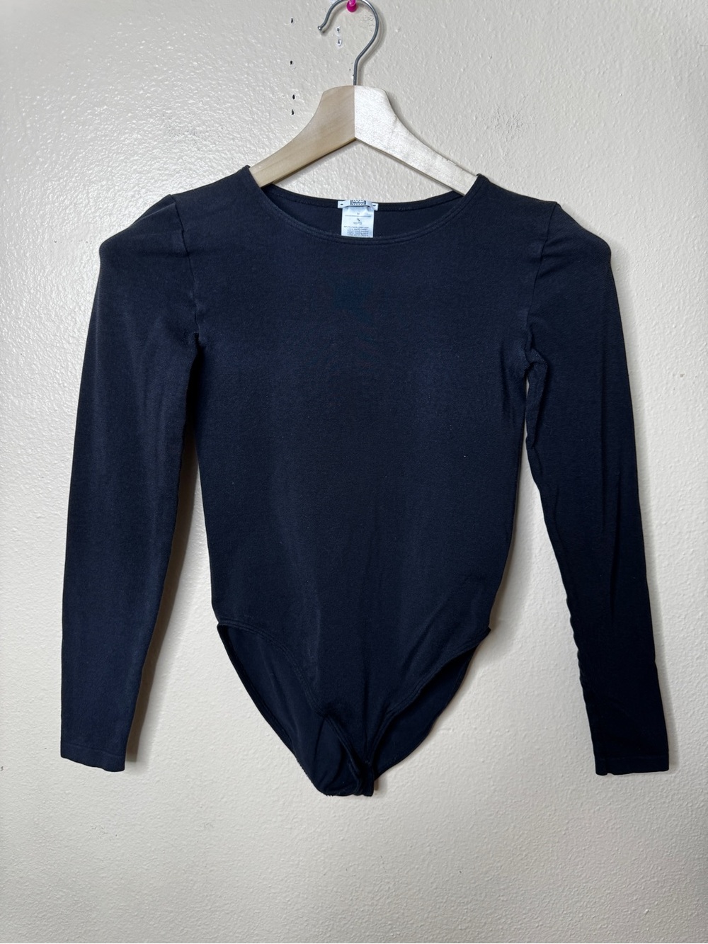 Wolford Bodysuit Women's Medium Black Long Sleeve Crew Neck Stretch modal